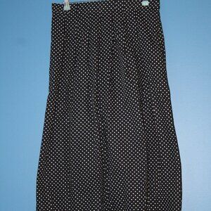 Orvis Made in USA Black and White Polka Dot Skirt Size 14 100% Cotton Modest